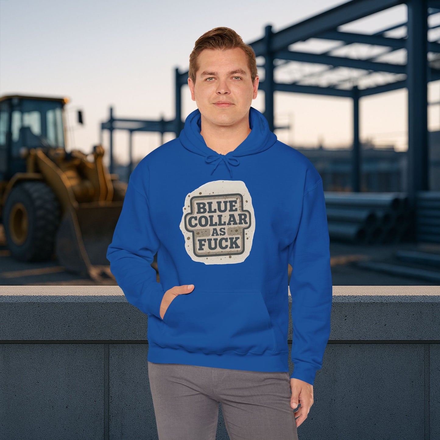 'Blue Collar As Fuck' Hoodie, Motivational Sweater