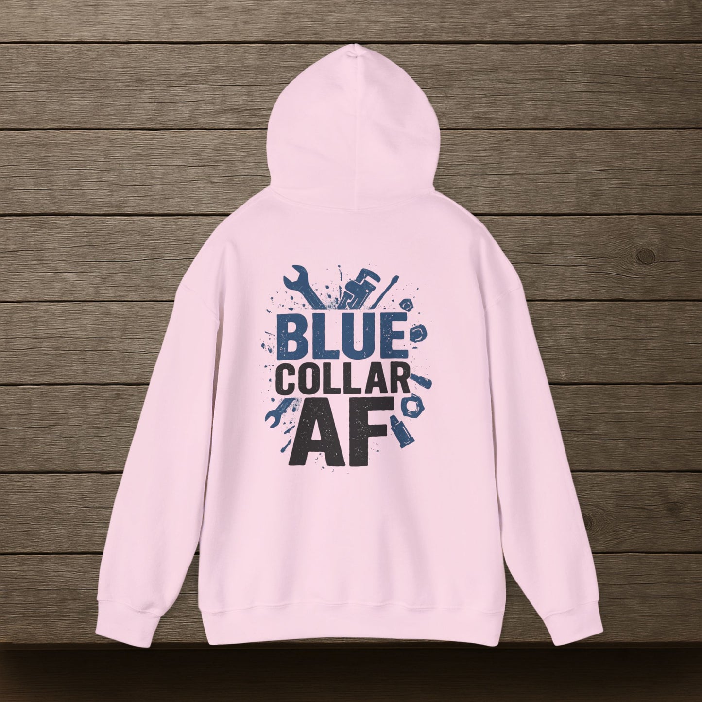 'Blue Collar AF' Men's Hoodie, Motivational Sweater