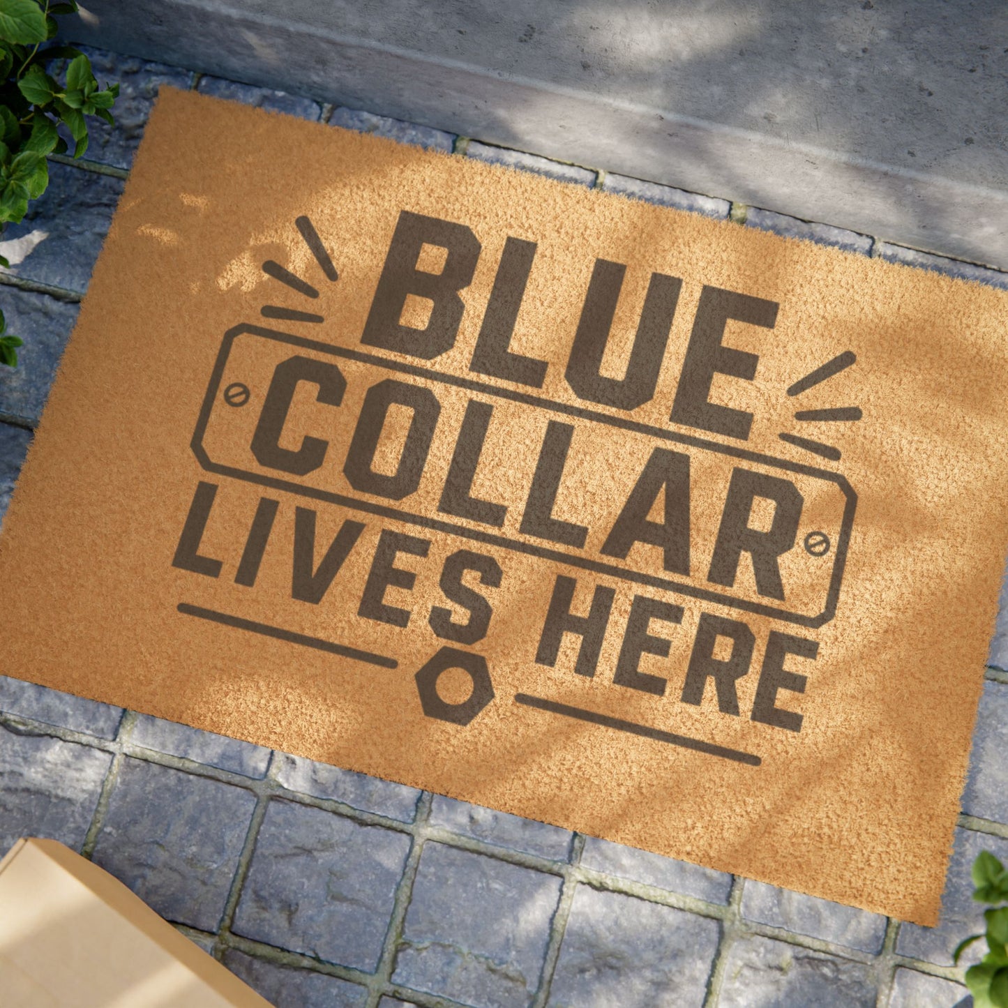 "Blue Collar Lives Here" Doormat, Toughneck Funny Trades Door Mat