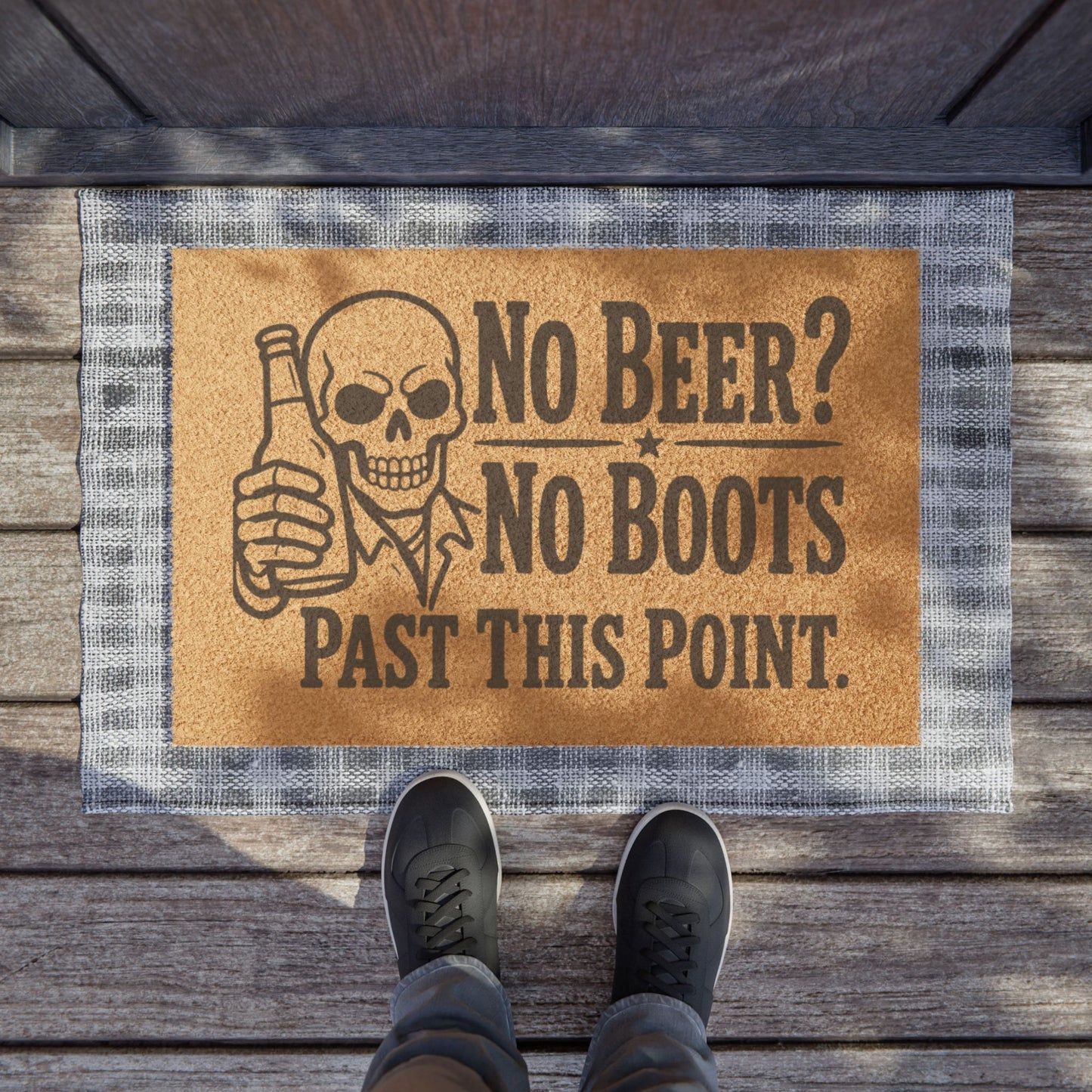 "No Beer? No Boots Past This Point" Doormat, Toughneck Funny Trades Door Mat