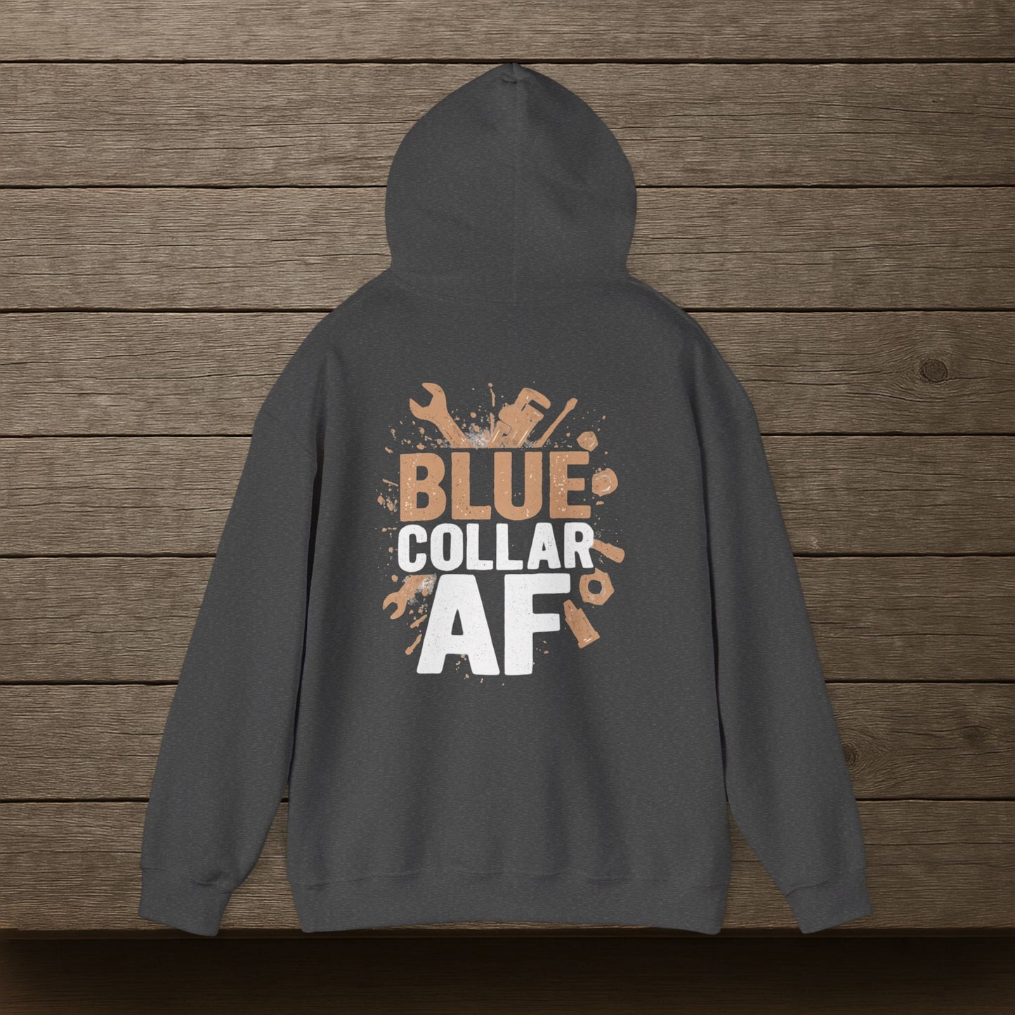 'Blue Collar AF' Men's Hoodie, Motivational Sweater