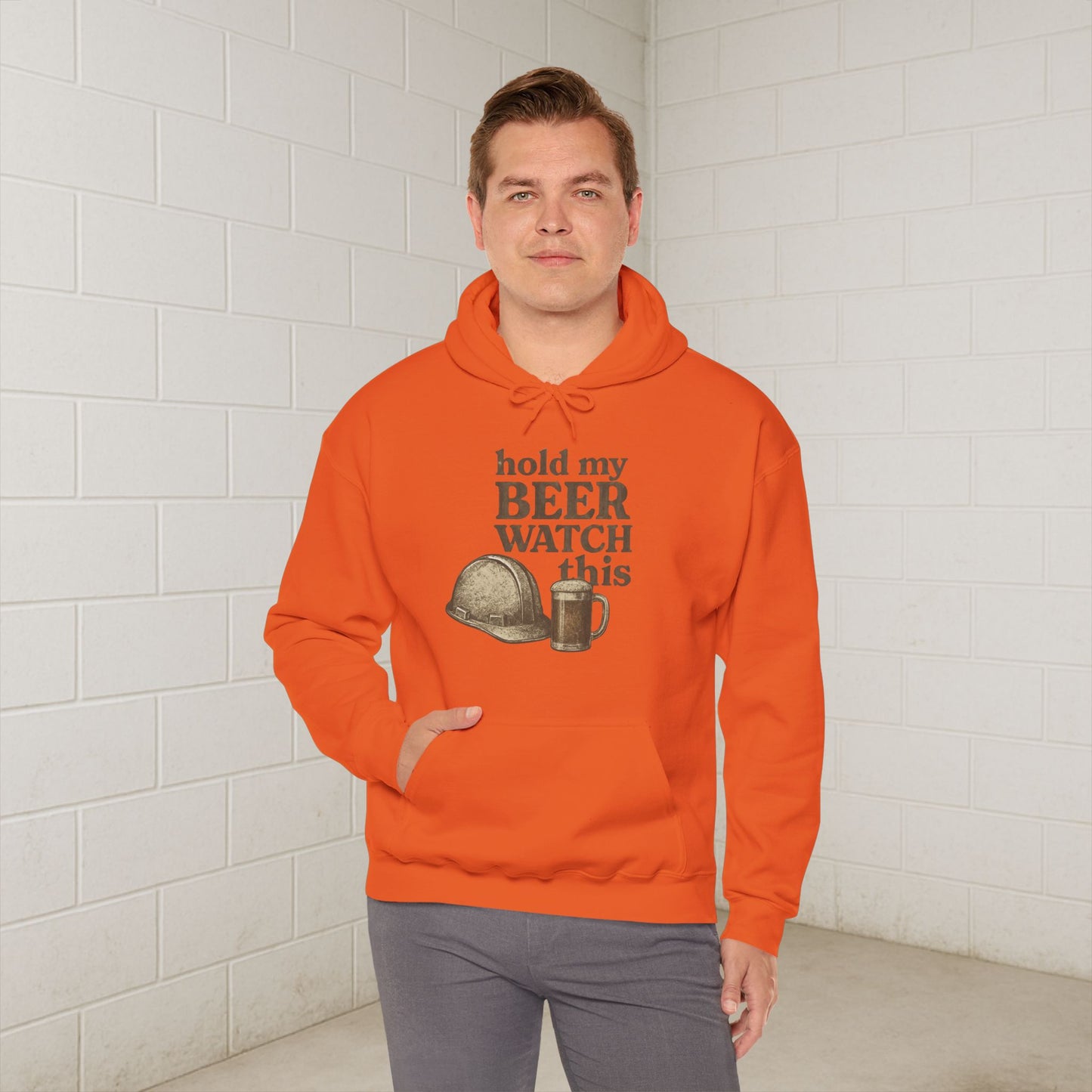 'Hold My Beer, Watch This' Men's Hoodie, Funny Sweater
