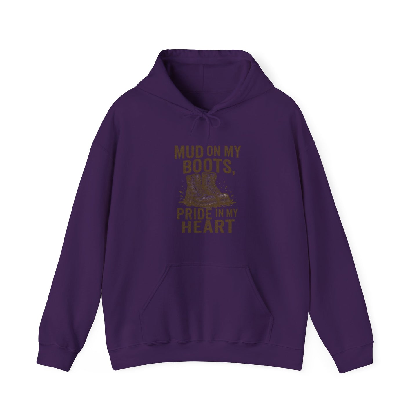 'Mud on My Boots, Pride in My Heart' Men's Hoodie, Motivational Sweater