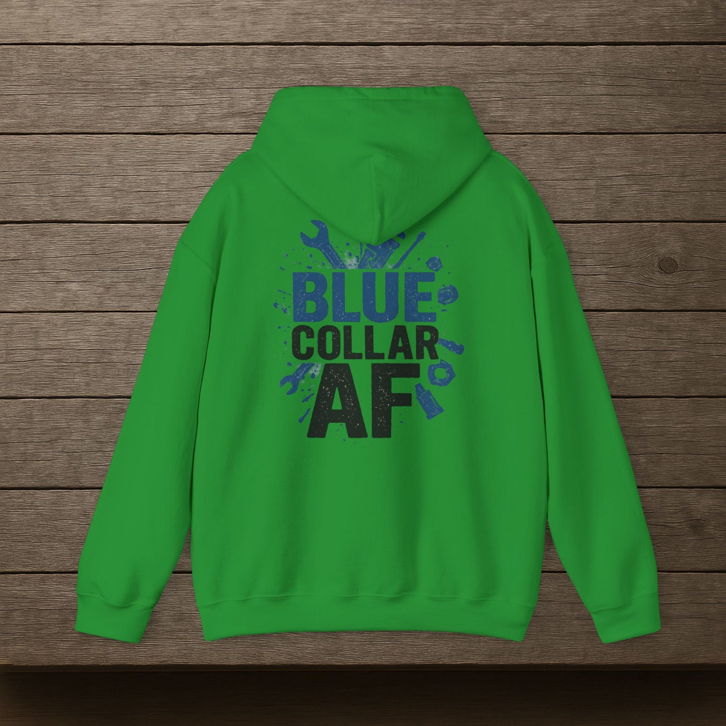 'Blue Collar AF' Men's Hoodie, Motivational Sweater