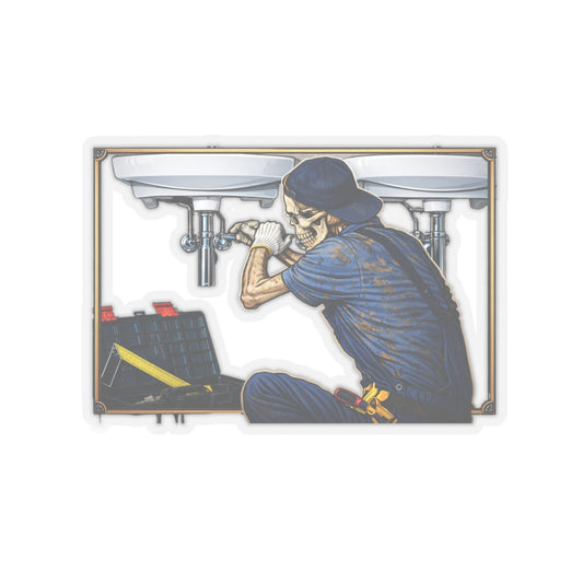Plumber Skeleton Sticker, Plumber Hardhat Stickers