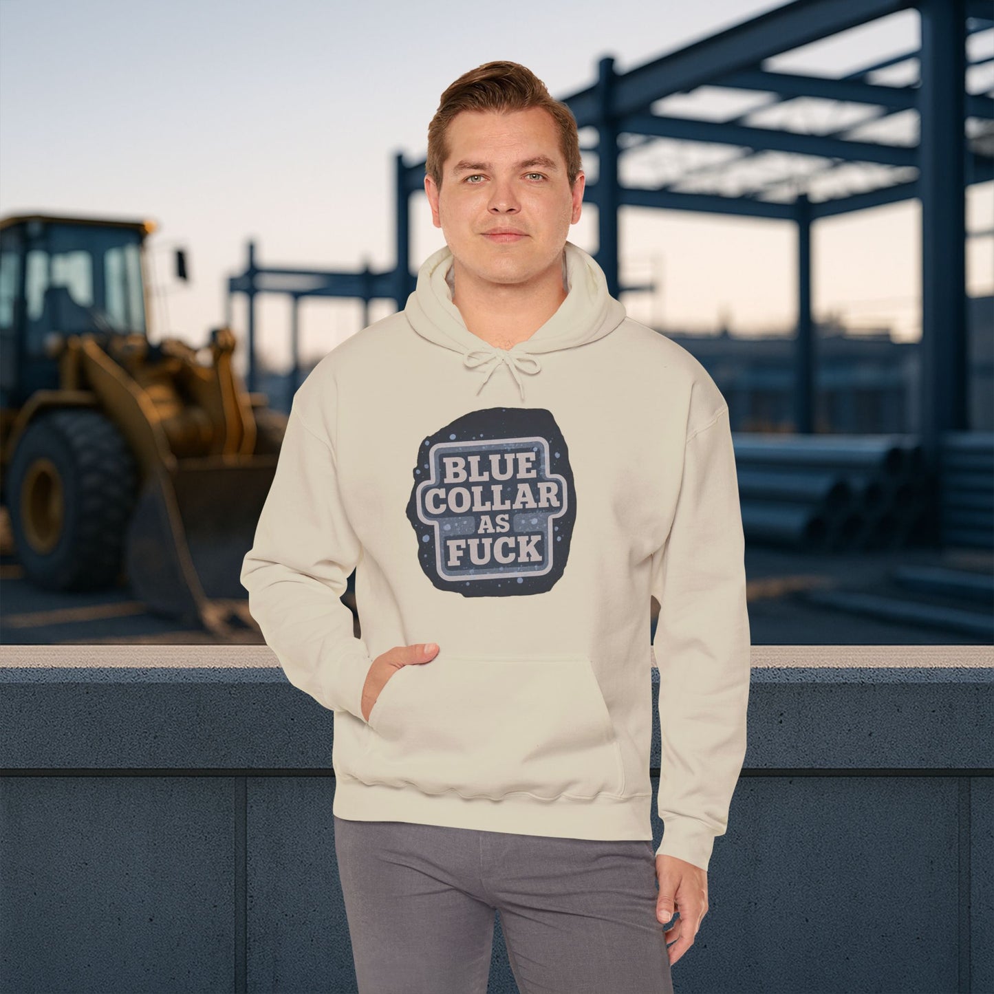 'Blue Collar As Fuck' Hoodie, Motivational Sweater