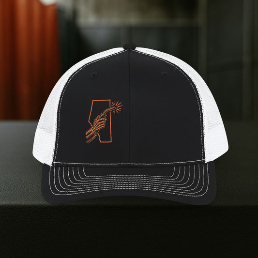 Welder Alberta Skeleton Hand Embroidered Hat, Welding Province Torch Cap