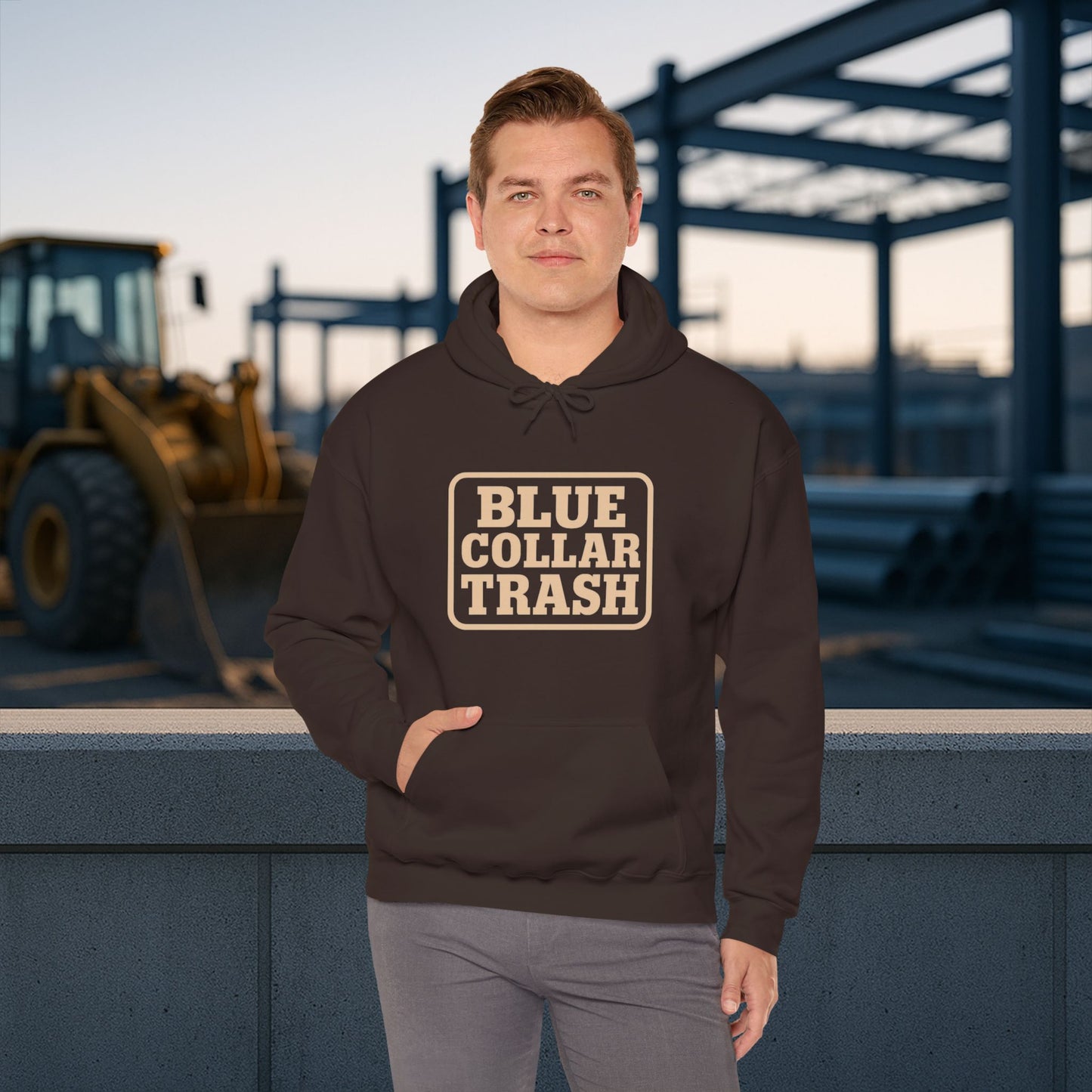 'Blue Collar Trash' Men's Hoodie, Motivational Sweater