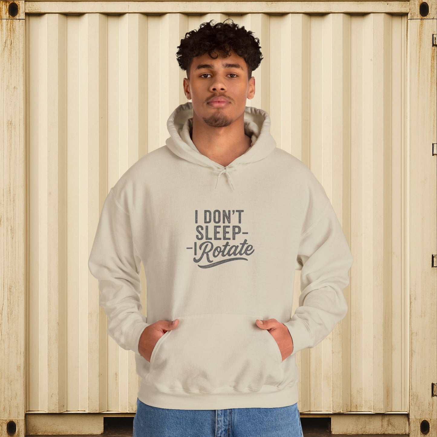 'I Don’t Sleep – I Rotate' Men's Hoodie, Funny Motivational Sweater