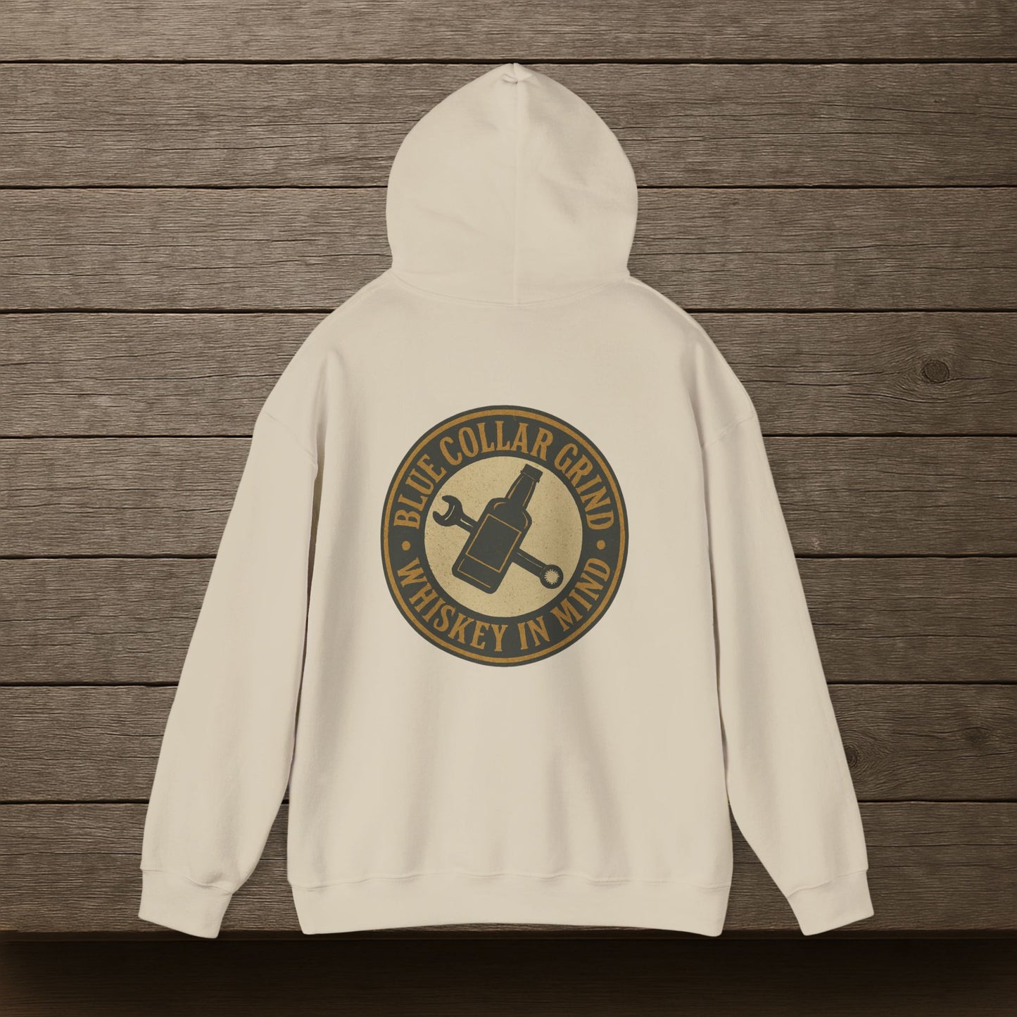 'Blue Collar Grind, Whiskey in Mind' Hoodie, Motivational Sweater
