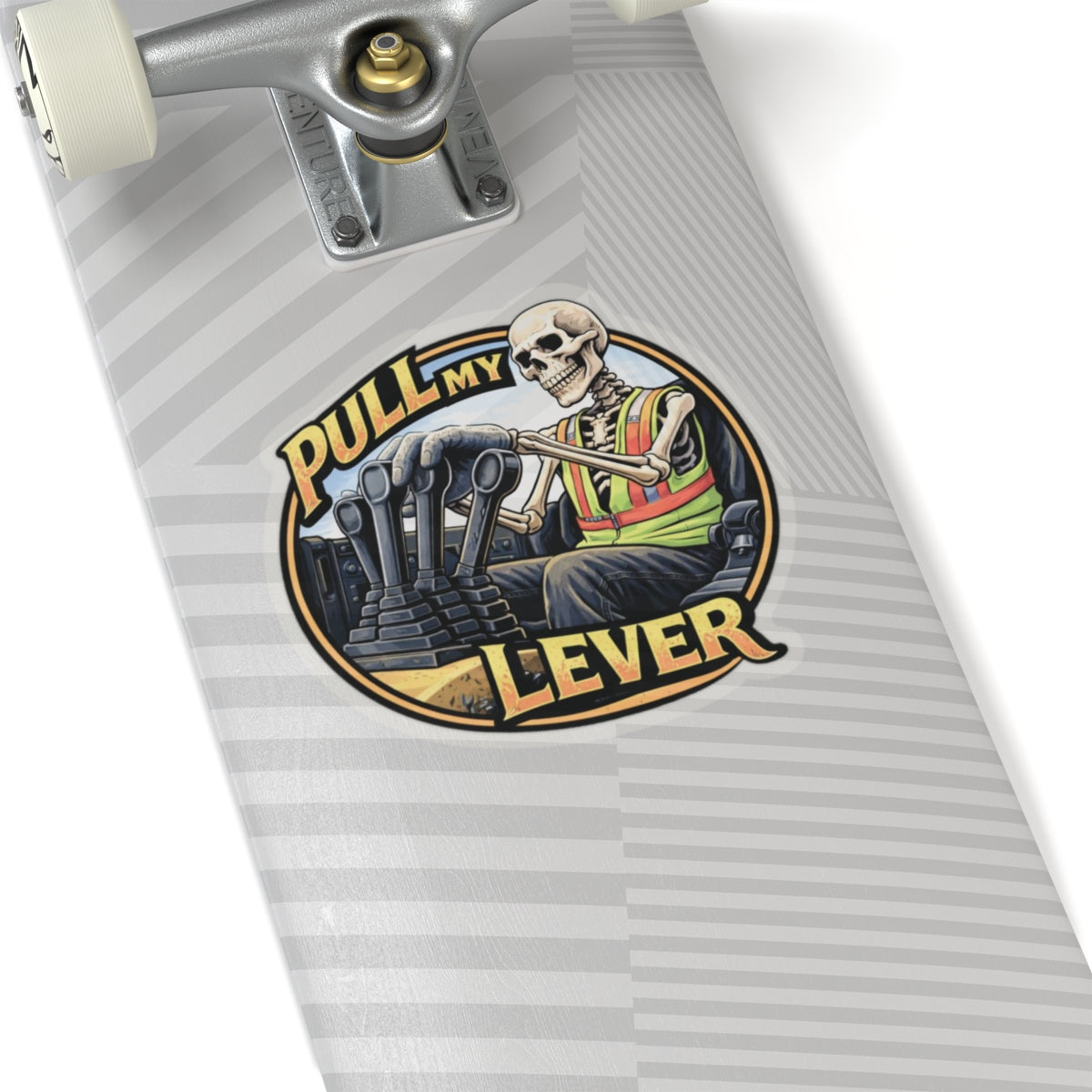 Pull My Lever Skeleton Sticker, Equipment Operator Hardhat Stickers