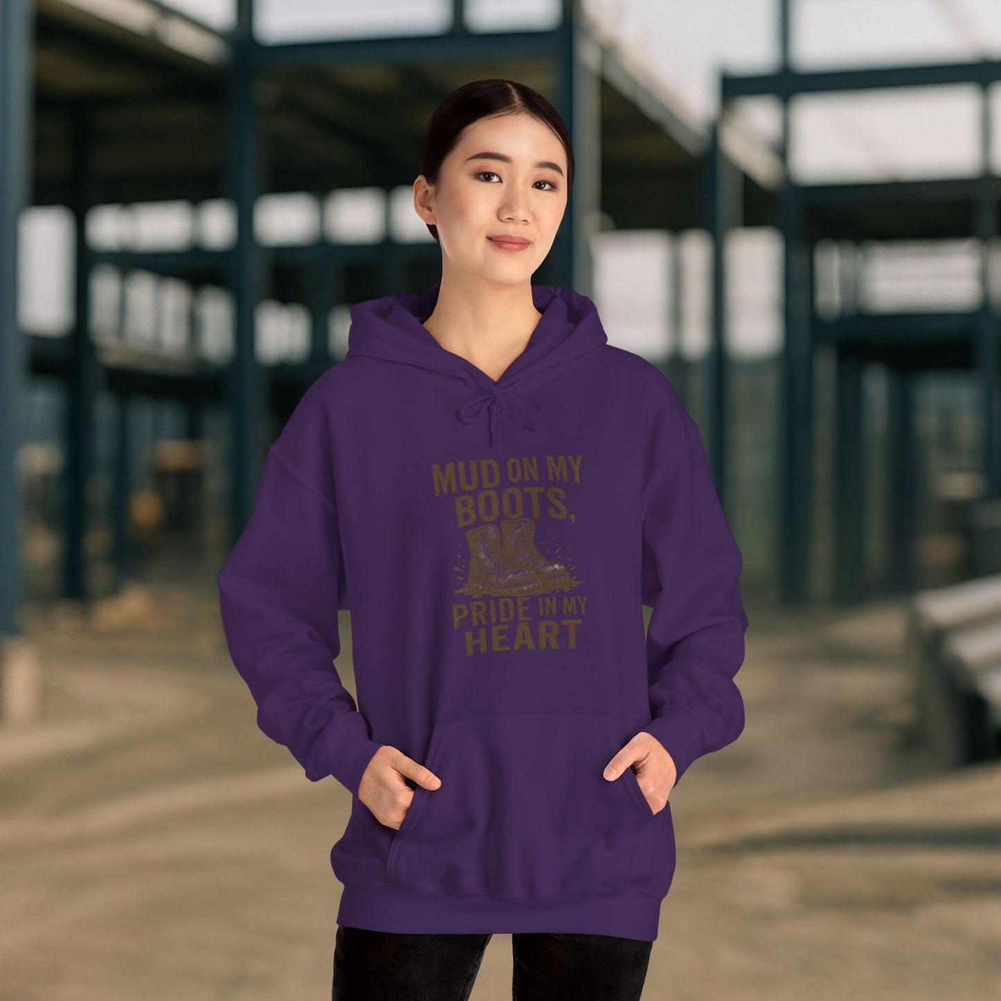 'Mud on My Boots, Pride in My Heart' Men's Hoodie, Motivational Sweater