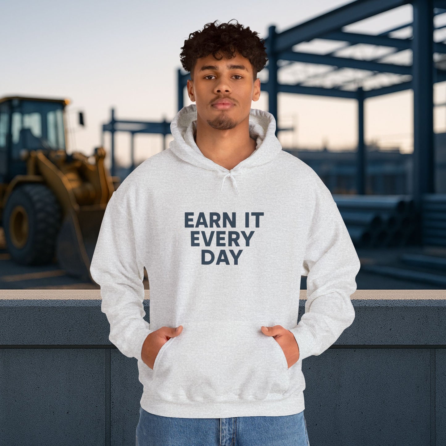 'Earn It Every Day' Men's Hoodie, Motivational Sweater