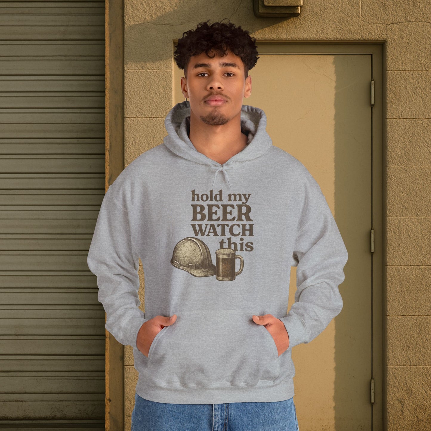 'Hold My Beer, Watch This' Men's Hoodie, Funny Sweater