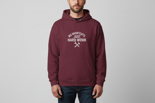 'No Shortcuts, Just Hard Work' Men's Hoodie, Motivational Workout Sweater