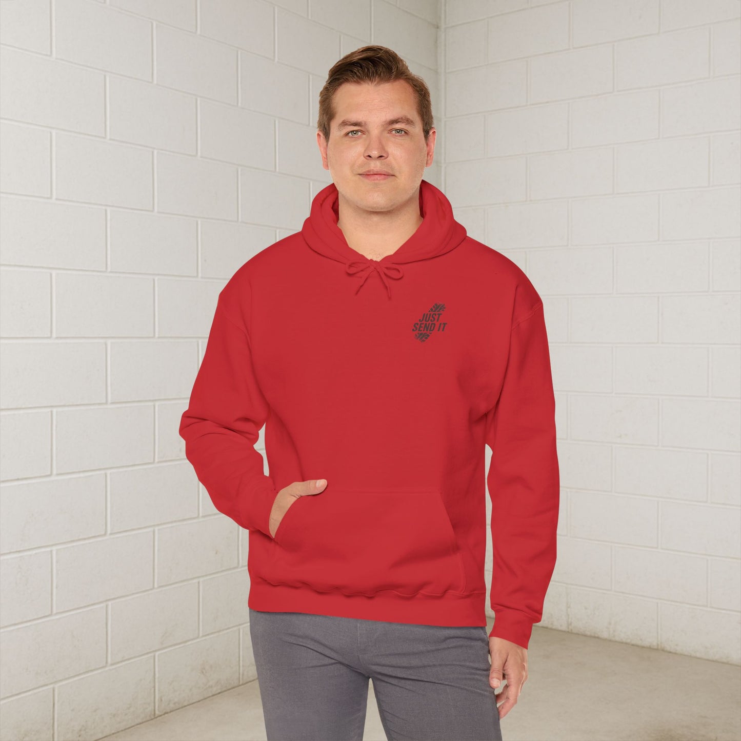 'Just Send It' Men's Hoodie, Motivational Sweater