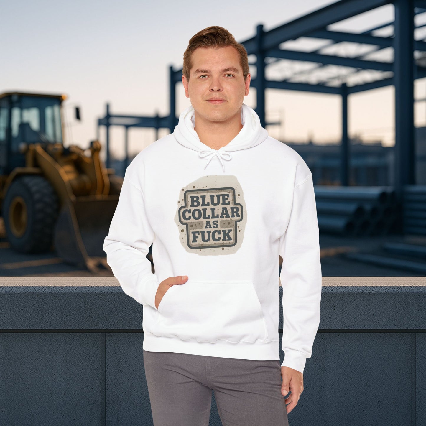 'Blue Collar As Fuck' Hoodie, Motivational Sweater