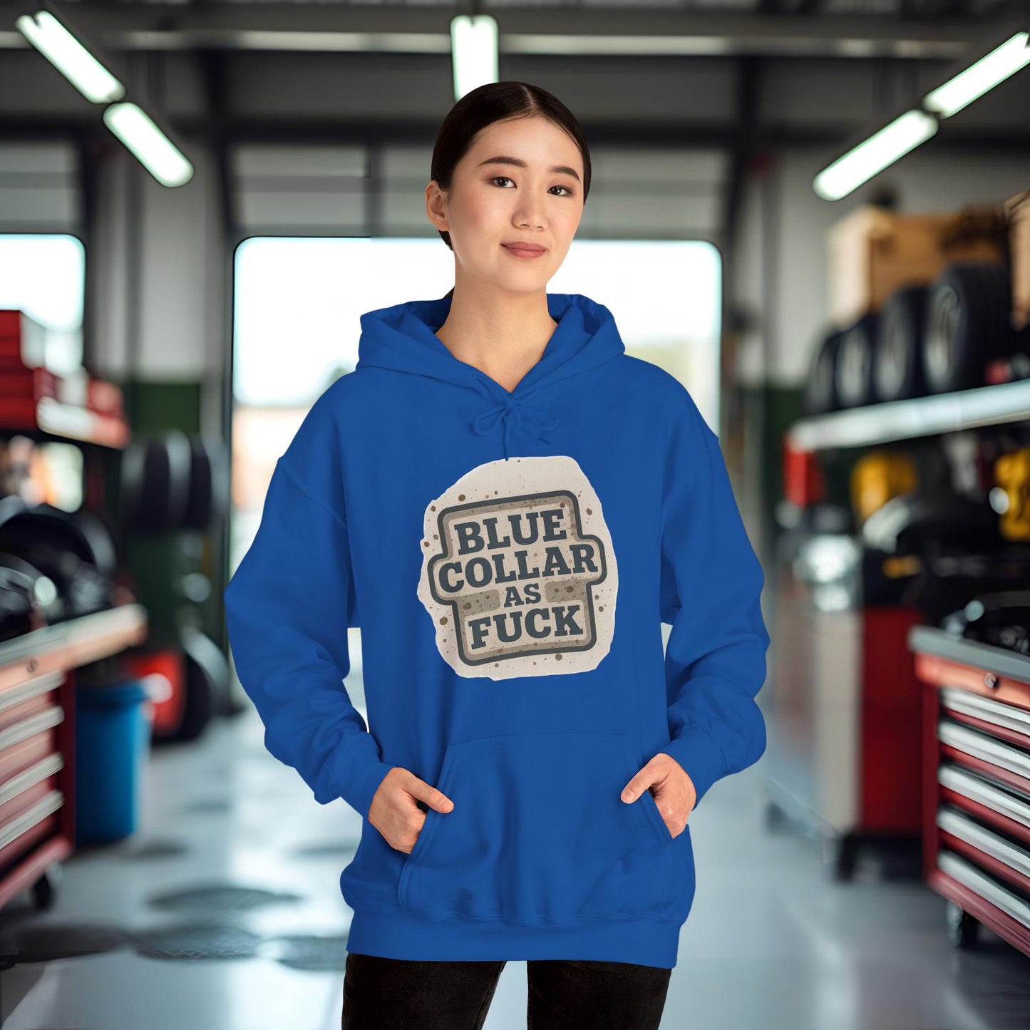 'Blue Collar As Fuck' Hoodie, Motivational Sweater