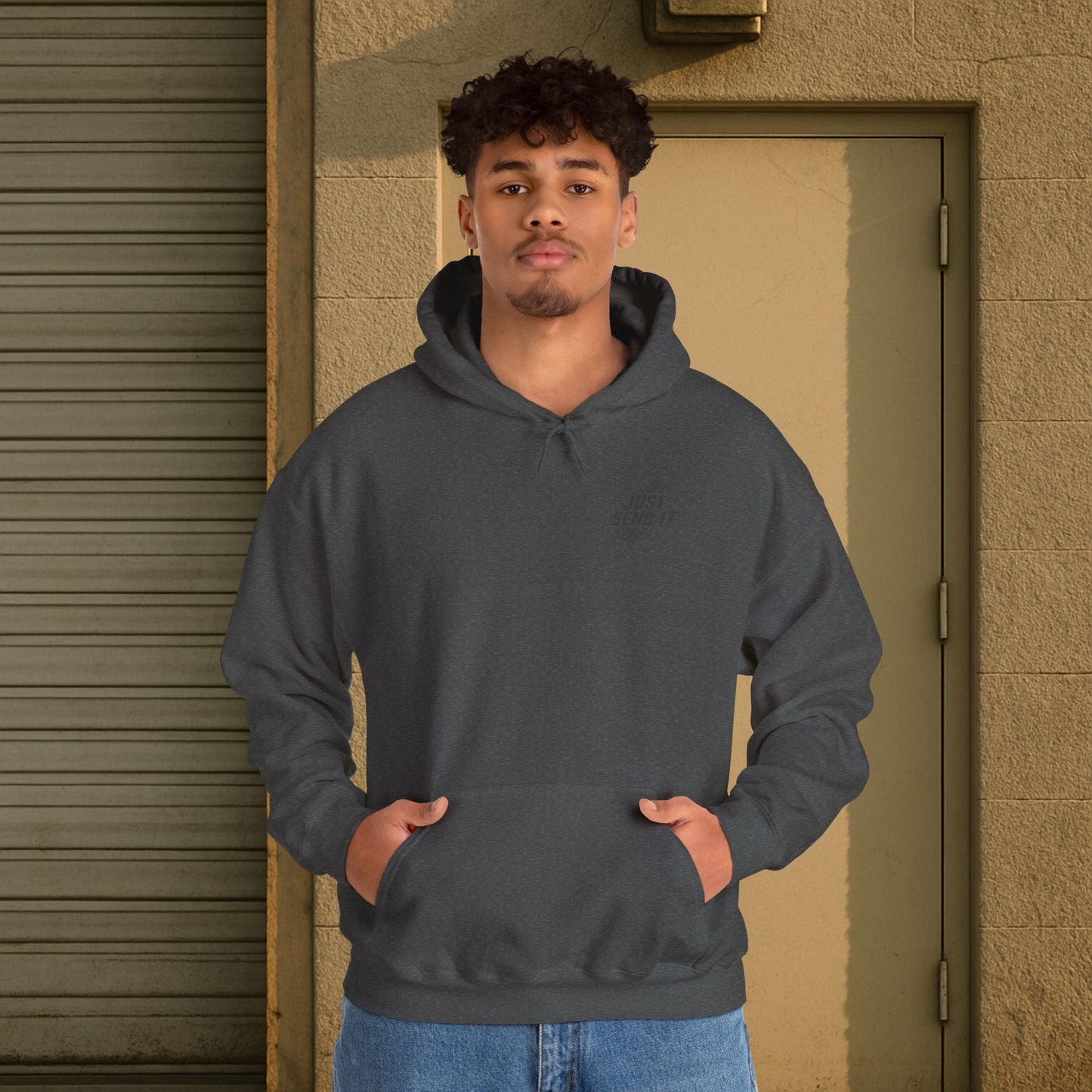 'Just Send It' Men's Hoodie, Motivational Sweater