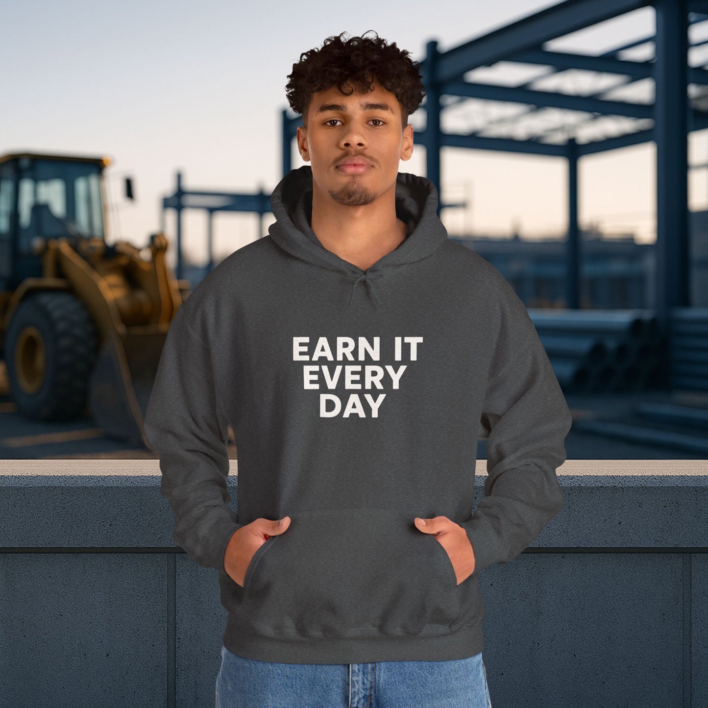 'Earn It Every Day' Men's Hoodie, Motivational Sweater