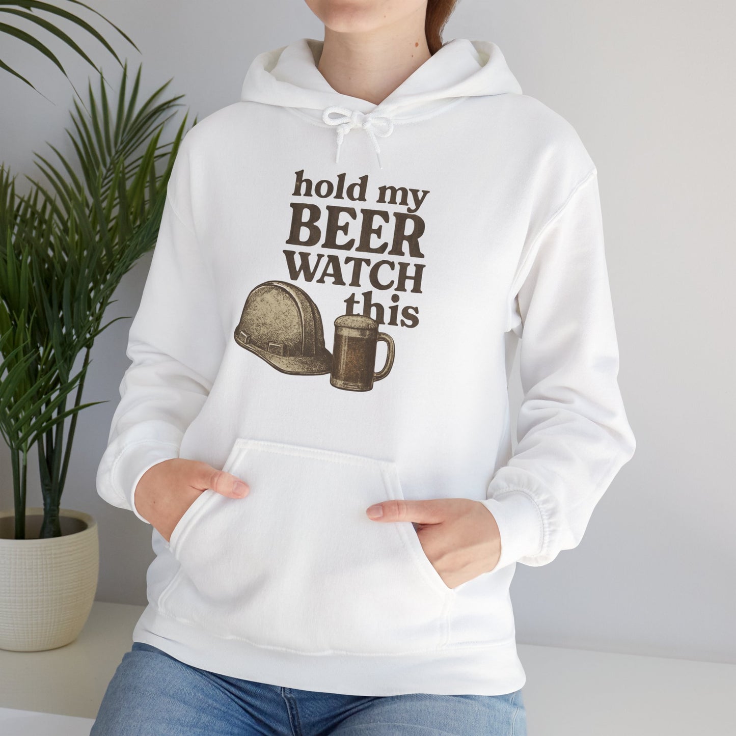 'Hold My Beer, Watch This' Men's Hoodie, Funny Sweater