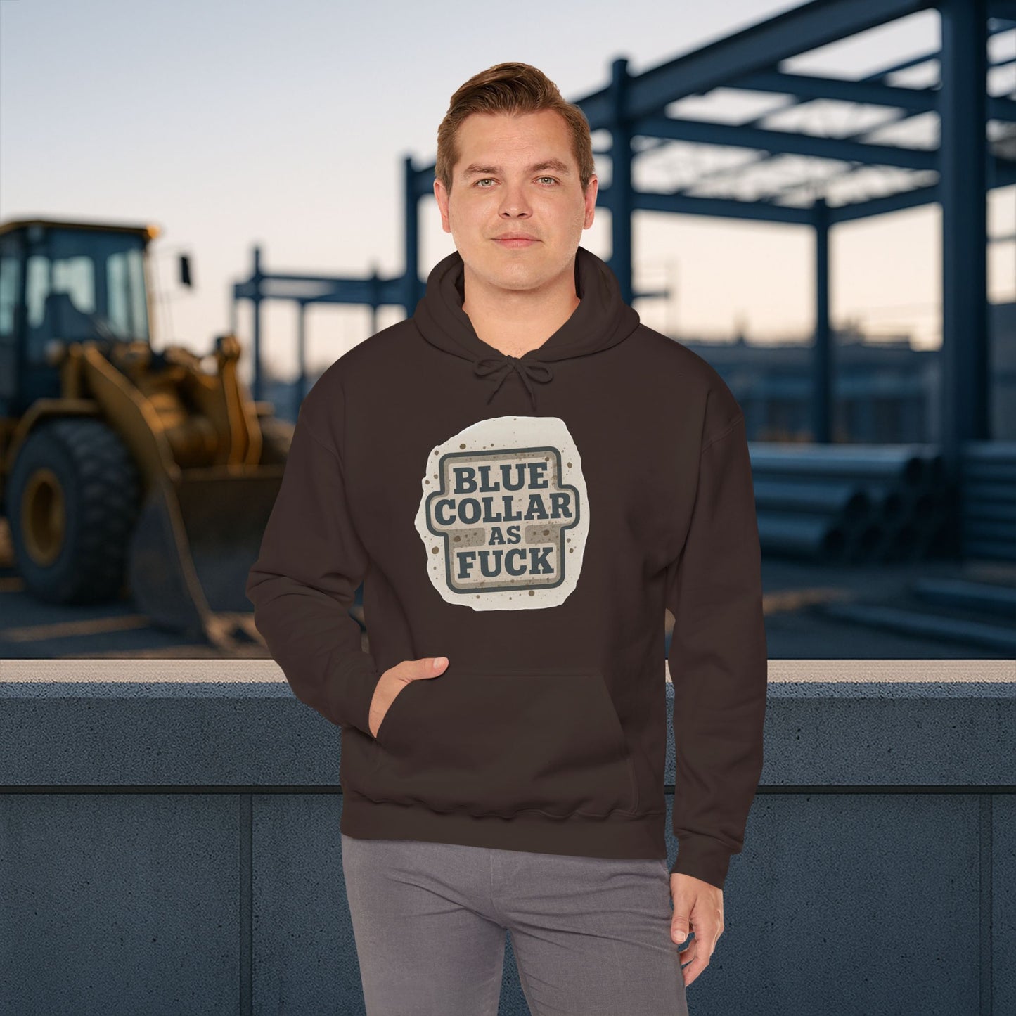 'Blue Collar As Fuck' Hoodie, Motivational Sweater