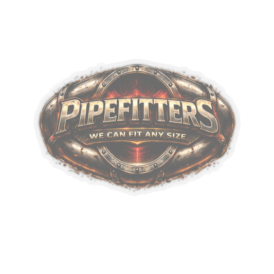 Pipefitters We Can Fit Any Size Sticker, Pipefitter Hardhat Stickers