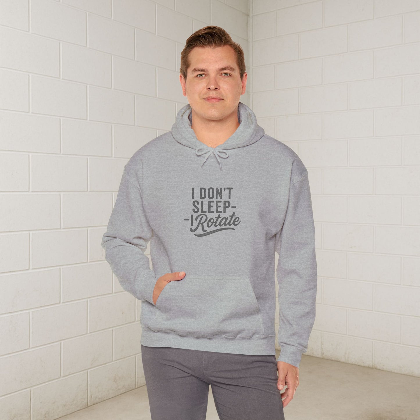 'I Don’t Sleep – I Rotate' Men's Hoodie, Funny Motivational Sweater