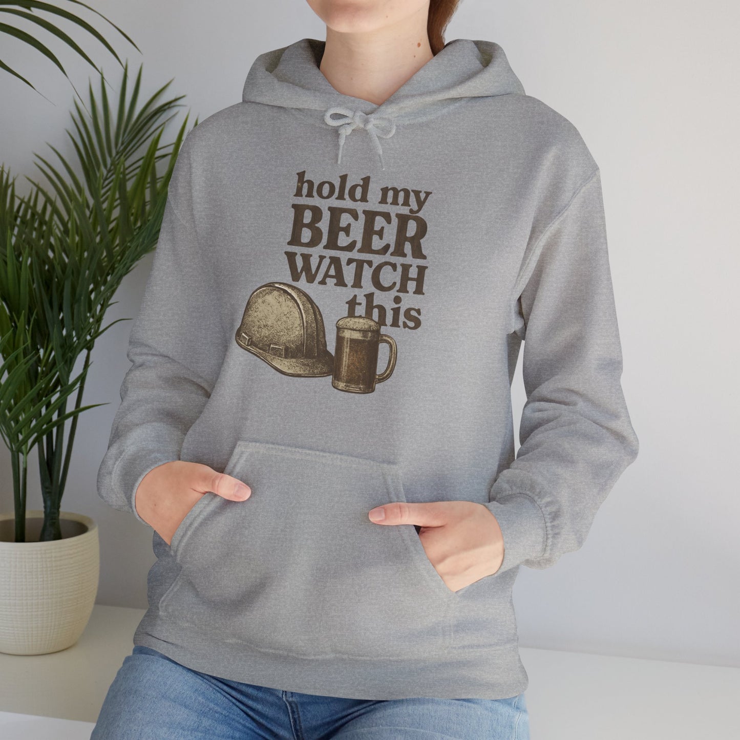 'Hold My Beer, Watch This' Men's Hoodie, Funny Sweater
