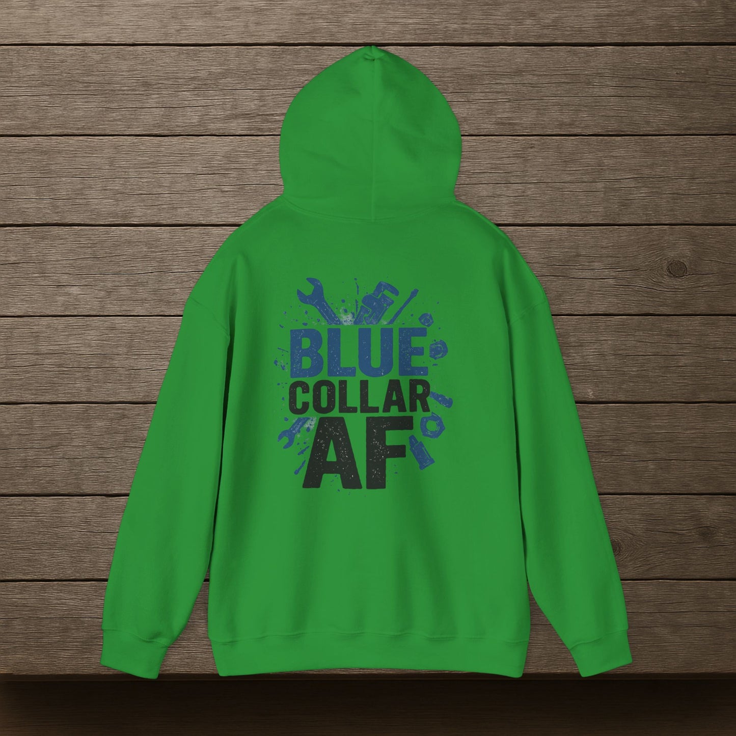 'Blue Collar AF' Men's Hoodie, Motivational Sweater