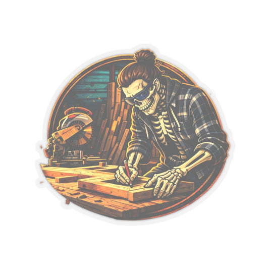 Carpenter Skeleton Sticker, Wood Worker Hardhat Stickers
