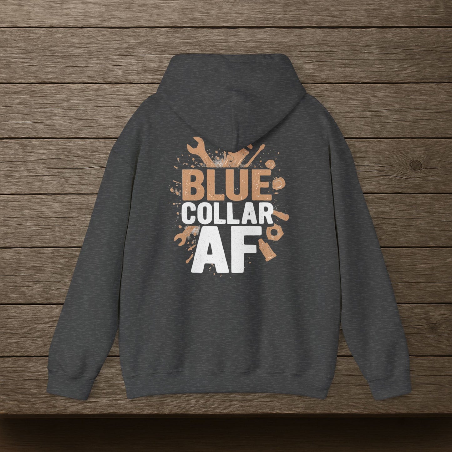'Blue Collar AF' Men's Hoodie, Motivational Sweater