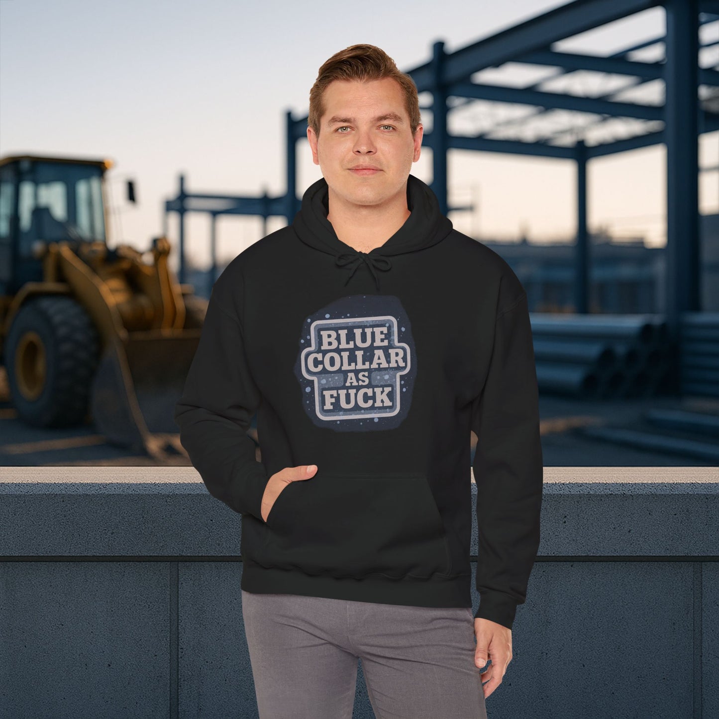 'Blue Collar As Fuck' Hoodie, Motivational Sweater