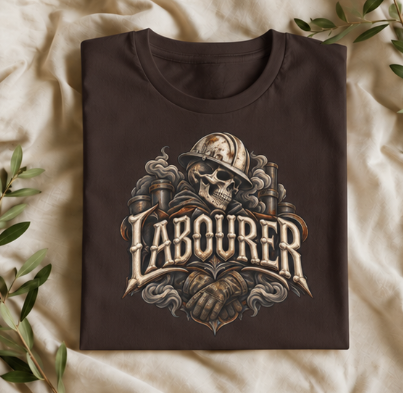 Labourer Skull Hardhat Industrial Pipe Smoke T-Shirt