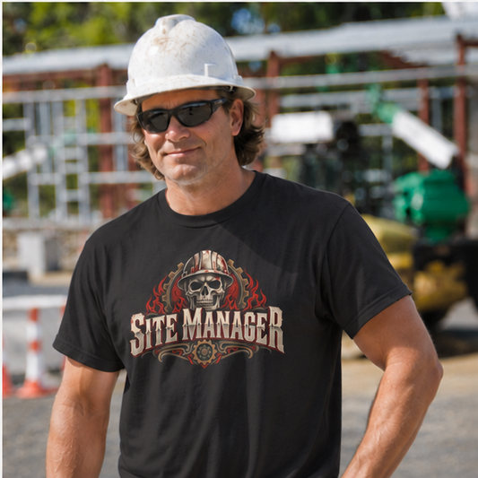 Site Manager Skull Hardhat Flames Gear Men’s T-Shirt