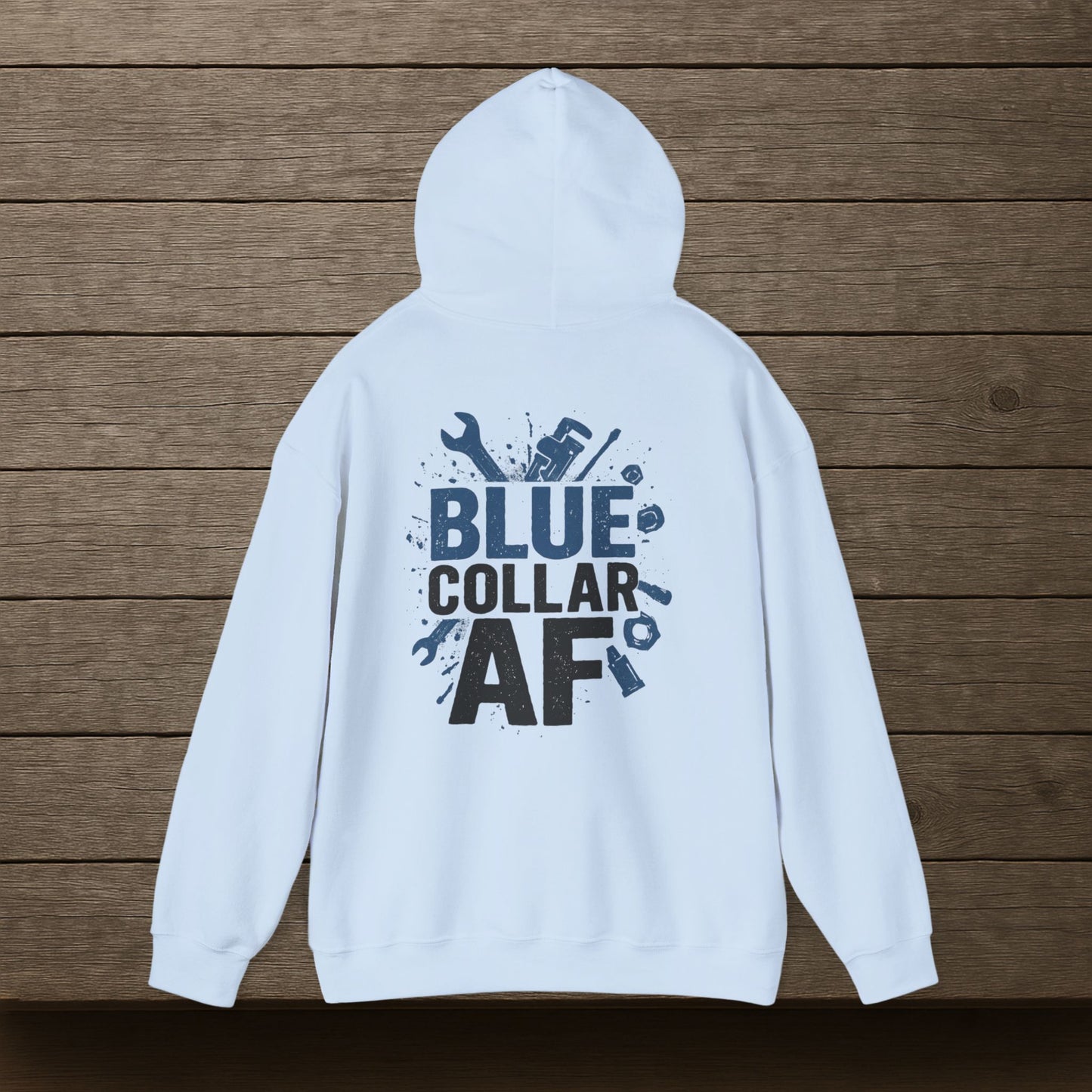 'Blue Collar AF' Men's Hoodie, Motivational Sweater