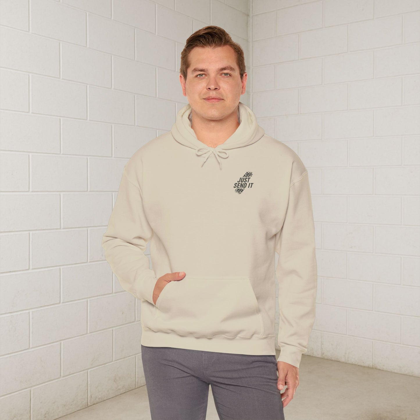 'Just Send It' Men's Hoodie, Motivational Sweater