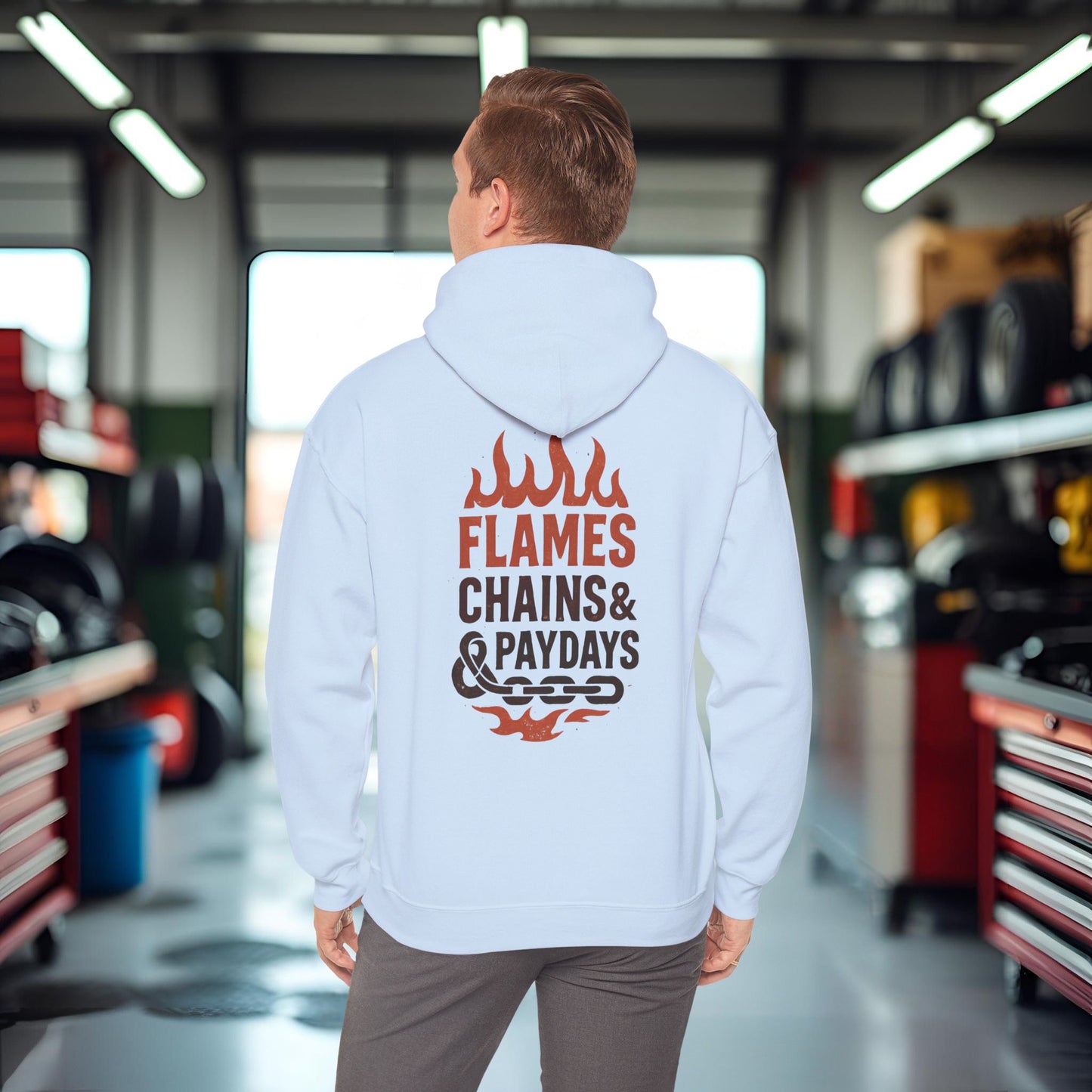 'Flames, Chains & Paydays' Hoodie, Motivational Sweater