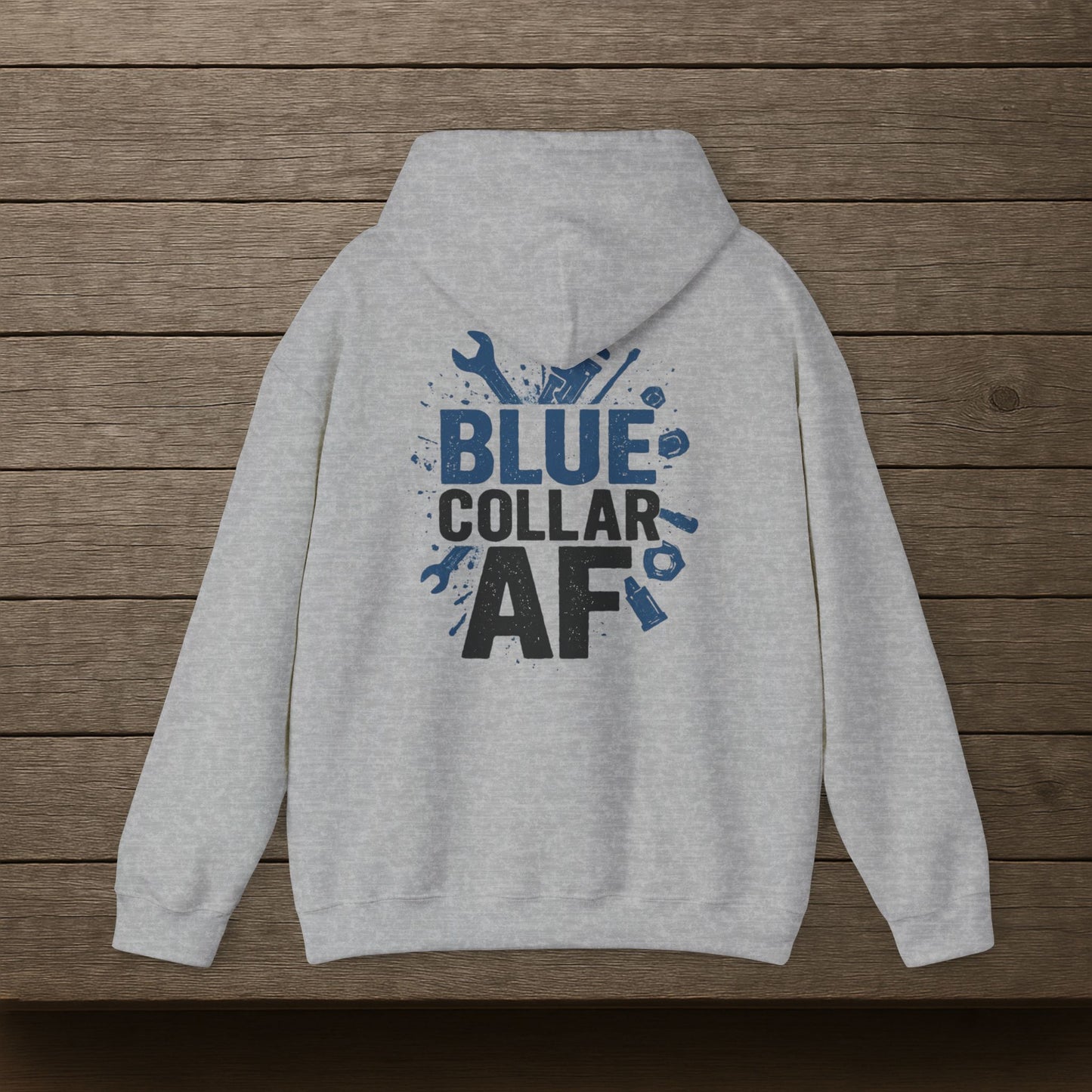 'Blue Collar AF' Men's Hoodie, Motivational Sweater
