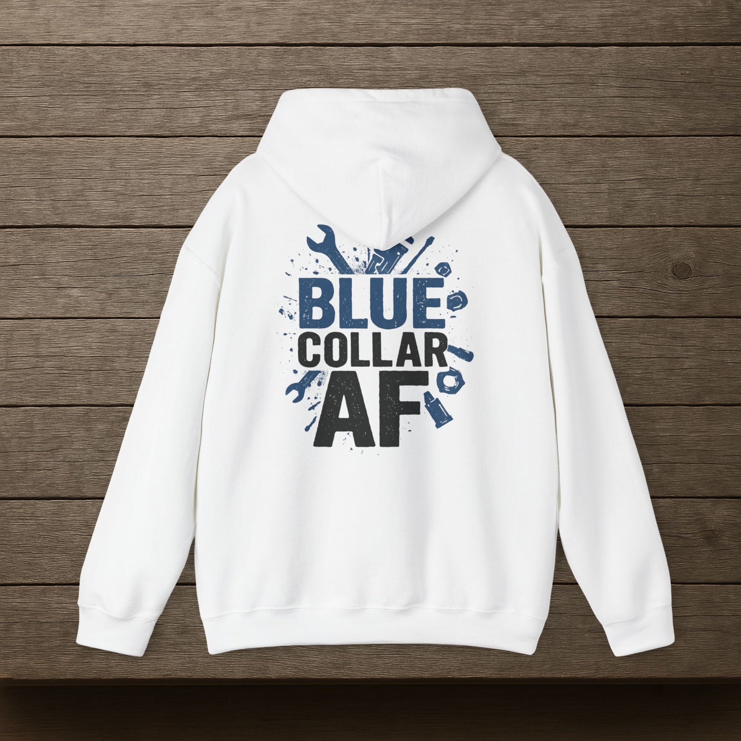 'Blue Collar AF' Men's Hoodie, Motivational Sweater