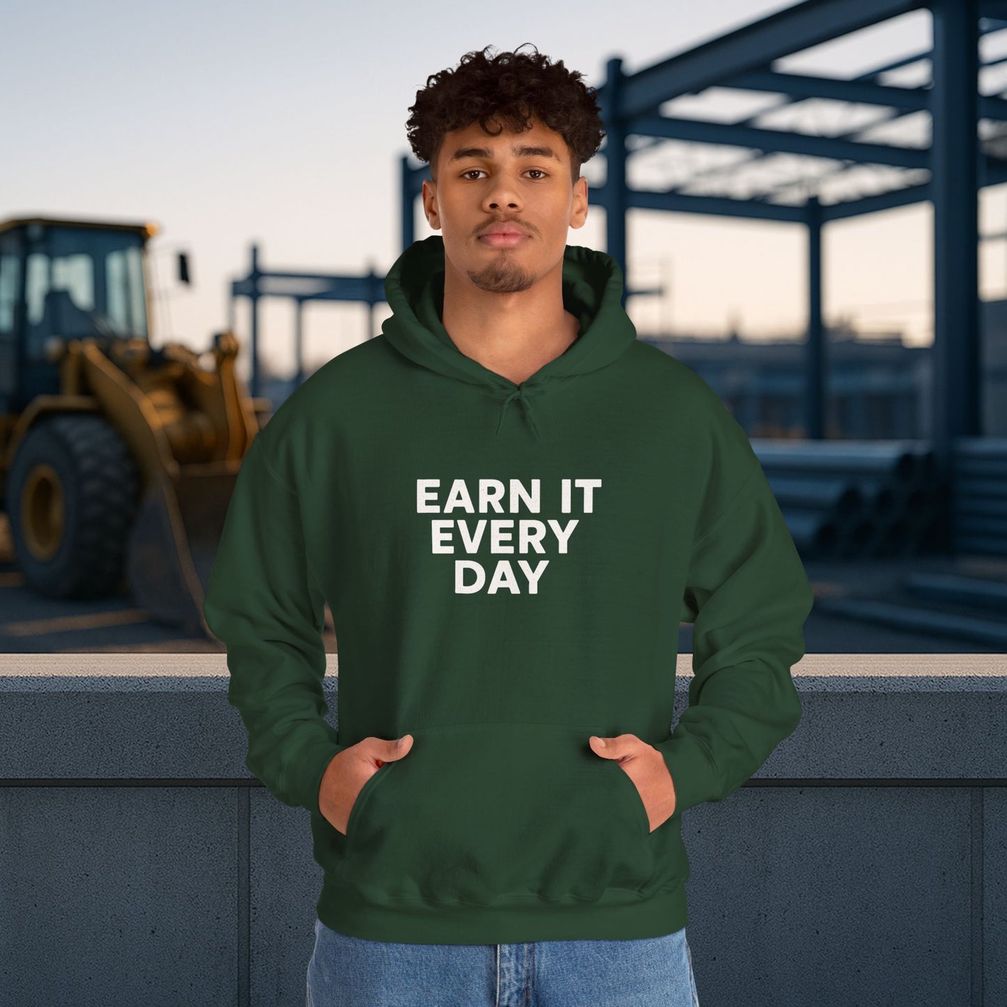 'Earn It Every Day' Men's Hoodie, Motivational Sweater