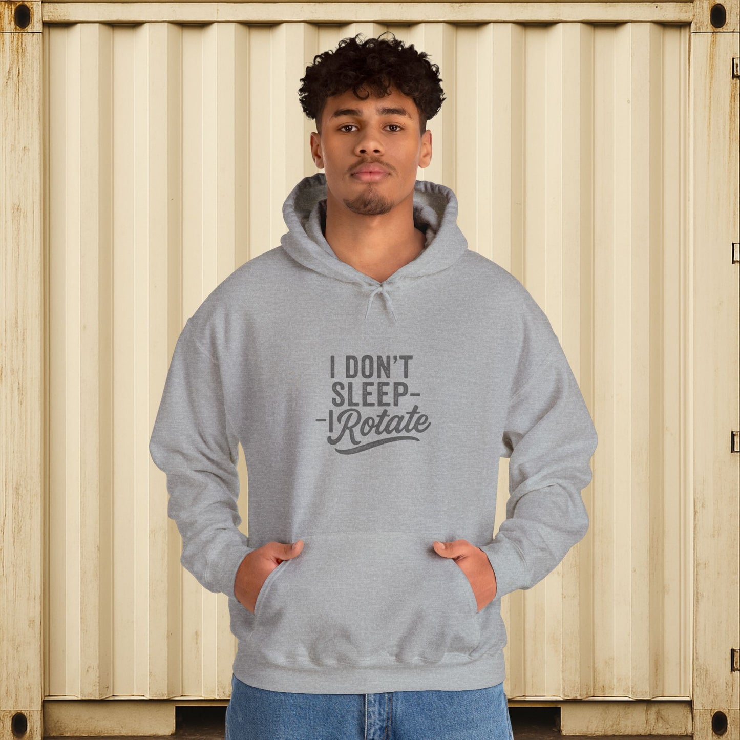 'I Don’t Sleep – I Rotate' Men's Hoodie, Funny Motivational Sweater