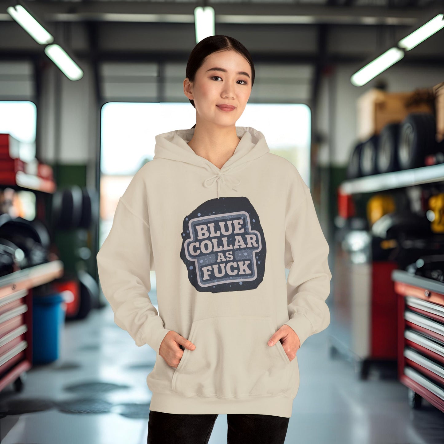 'Blue Collar As Fuck' Hoodie, Motivational Sweater