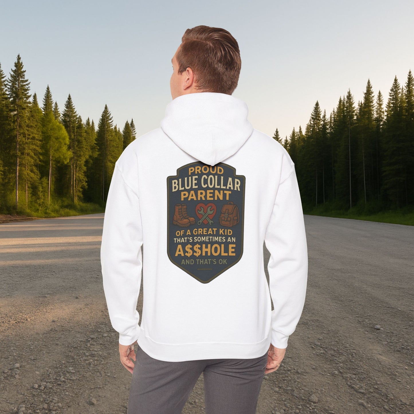 'Proud Blue Collar Parent of a Great Kid That’s Sometimes an Asshole and that's okay' Hoodie, Funny Motivational Sweater