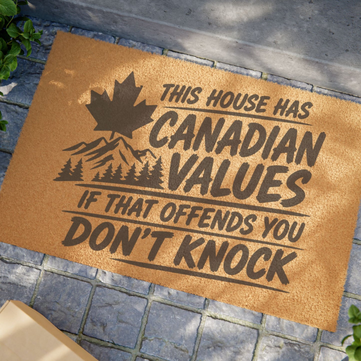 "This House Has Canadian Values If That Offends You Don't Knock" Doormat, Toughneck Funny Trades Door Mat