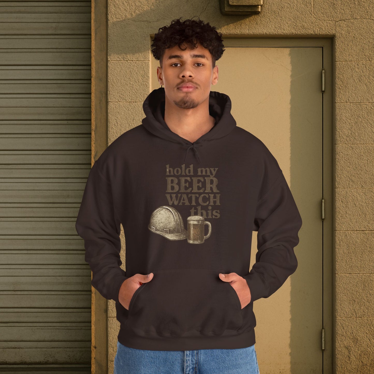 'Hold My Beer, Watch This' Men's Hoodie, Funny Sweater