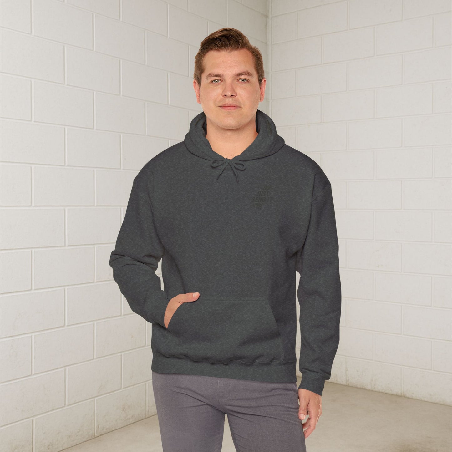 'Just Send It' Men's Hoodie, Motivational Sweater