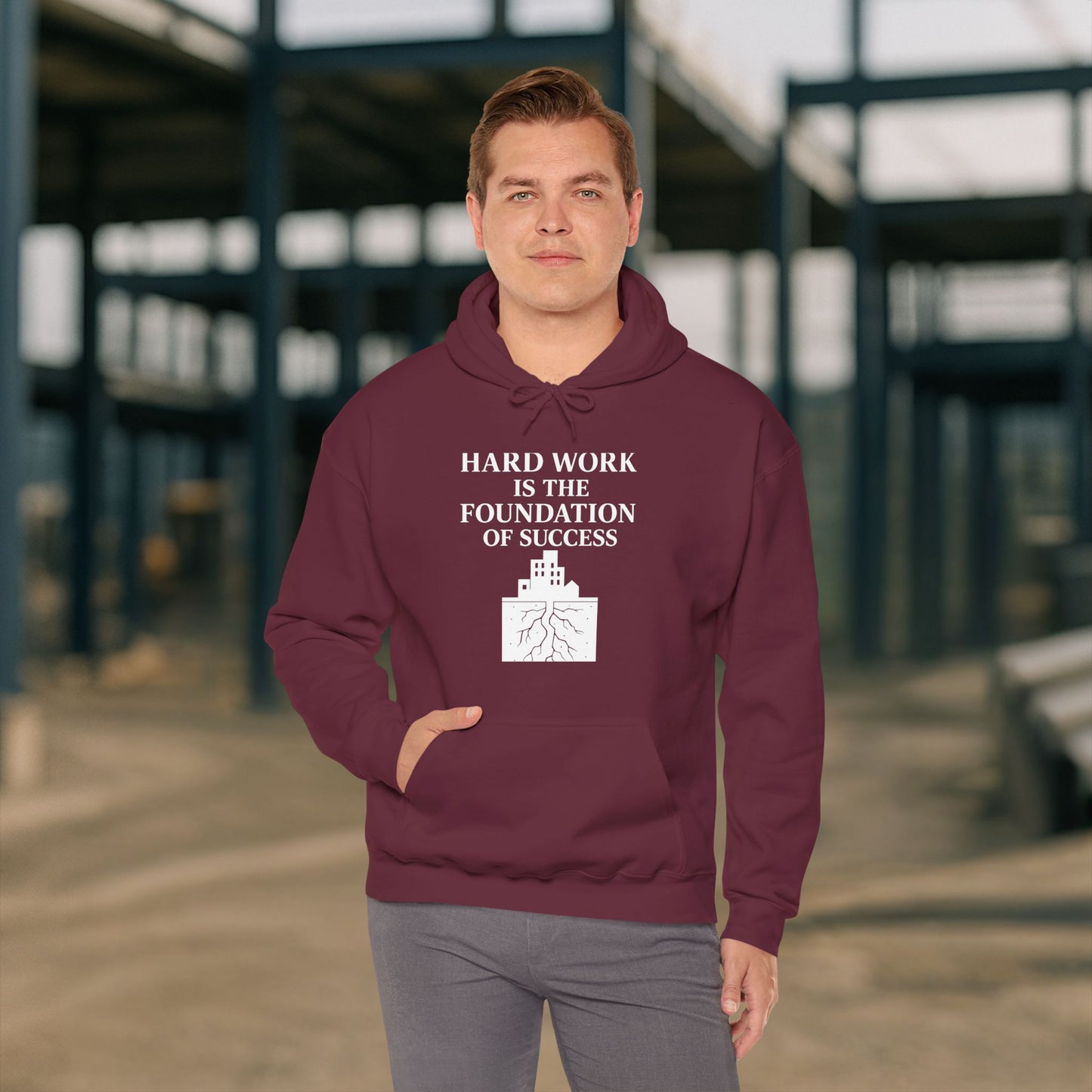 'Hard work is the Foundation of Success' Men's Hoodie, Motivational Sweater