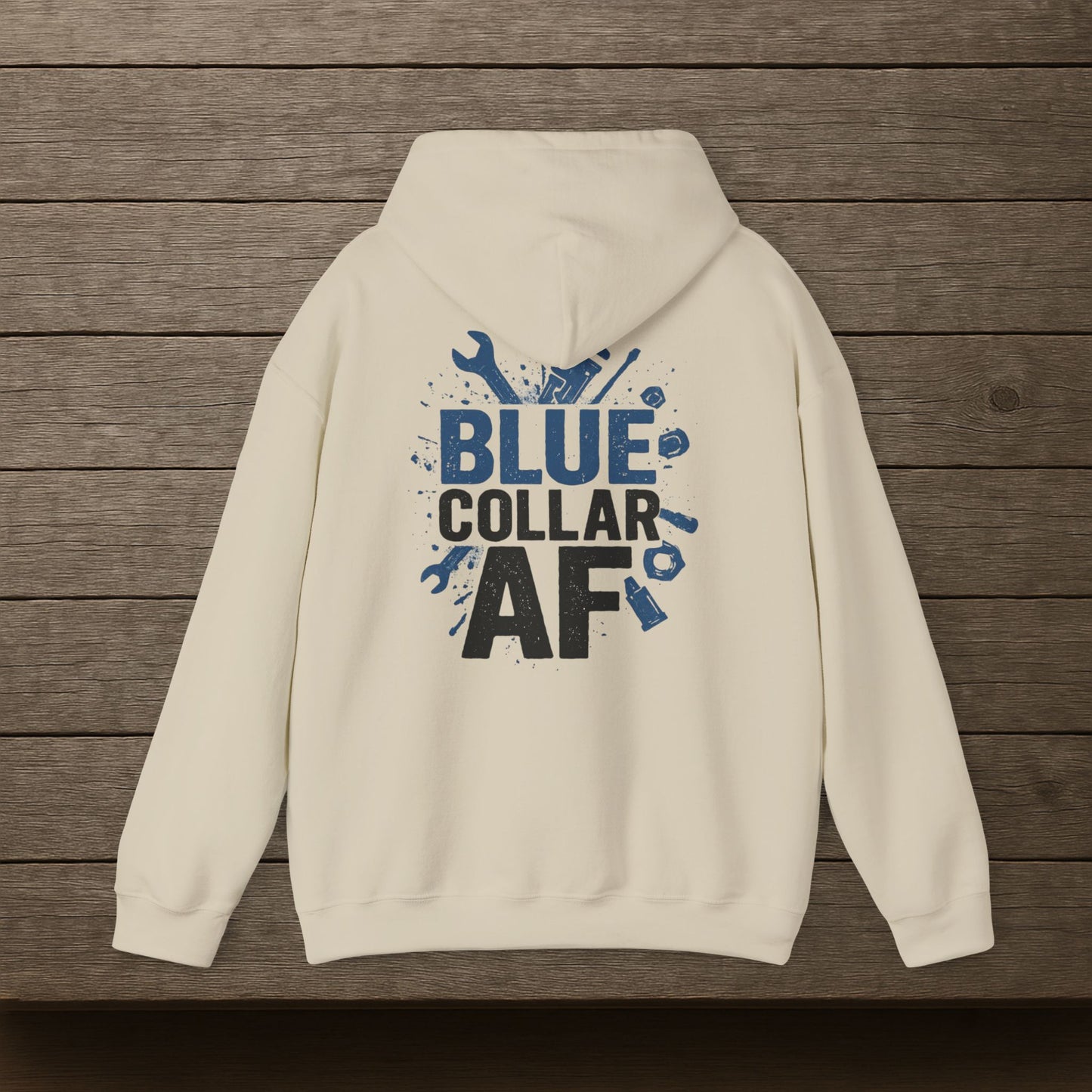'Blue Collar AF' Men's Hoodie, Motivational Sweater
