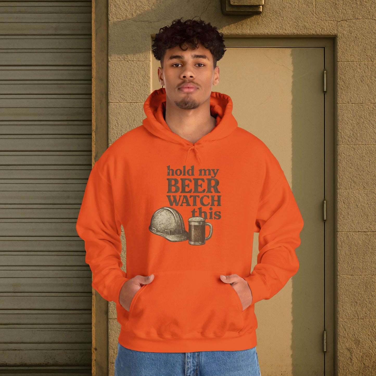 'Hold My Beer, Watch This' Men's Hoodie, Funny Sweater